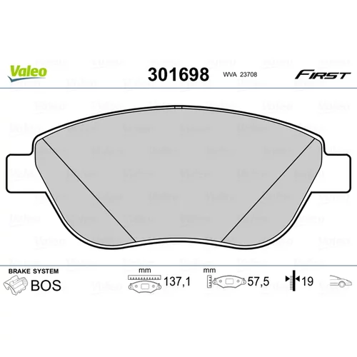 Sada brzdových platničiek kotúčovej brzdy VALEO 301698