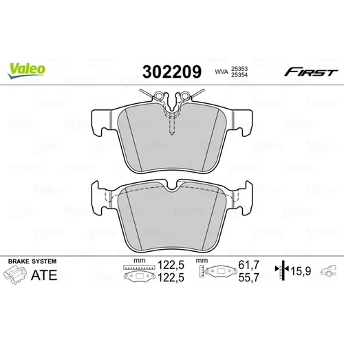 Sada brzdových platničiek kotúčovej brzdy VALEO 302209