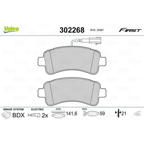 Sada brzdových platničiek kotúčovej brzdy VALEO 302268