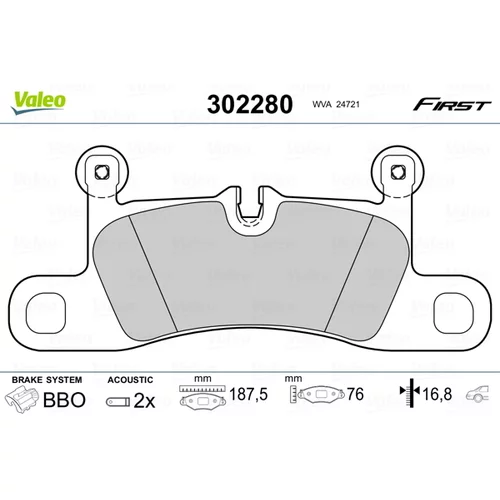 Sada brzdových platničiek kotúčovej brzdy VALEO 302280