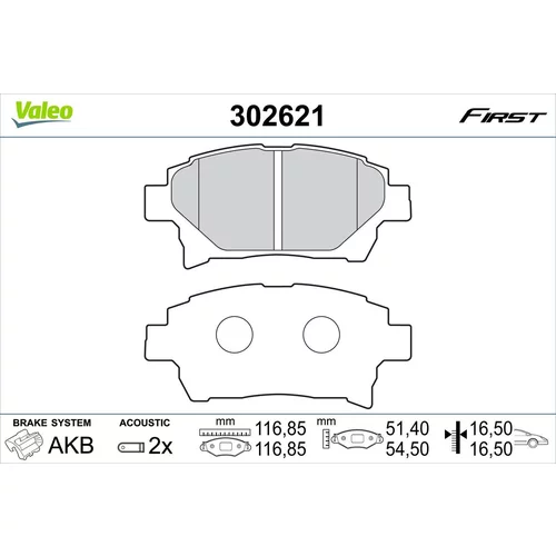 Sada brzdových platničiek kotúčovej brzdy VALEO 302621