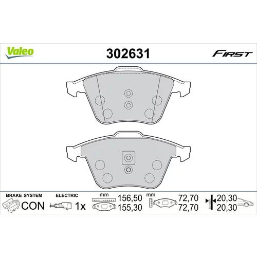 Sada brzdových platničiek kotúčovej brzdy VALEO 302631