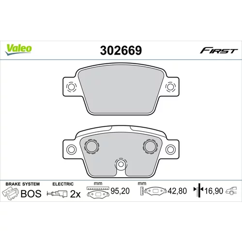 Sada brzdových platničiek kotúčovej brzdy VALEO 302669