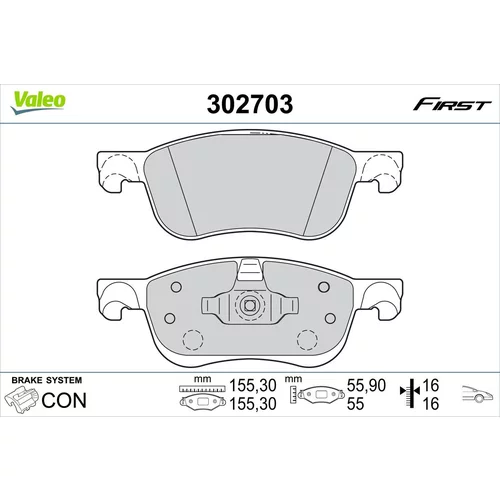 Sada brzdových platničiek kotúčovej brzdy VALEO 302703