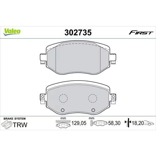 Sada brzdových platničiek kotúčovej brzdy 302735 /VALEO/