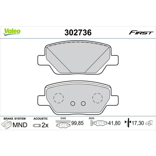 Sada brzdových platničiek kotúčovej brzdy VALEO 302736