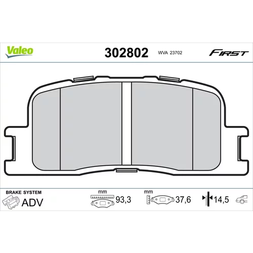 Sada brzdových platničiek kotúčovej brzdy VALEO 302802