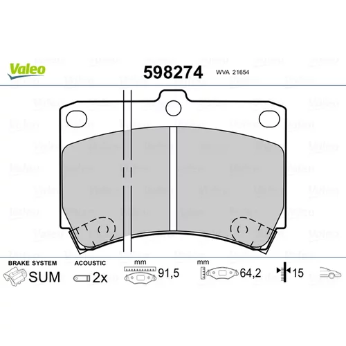 Sada brzdových platničiek kotúčovej brzdy VALEO 598274