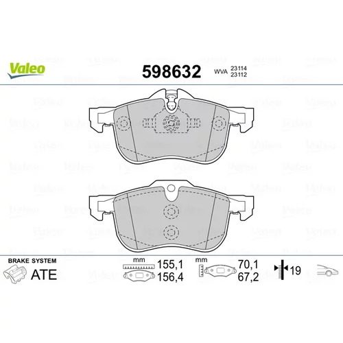 Sada brzdových platničiek kotúčovej brzdy VALEO 598632