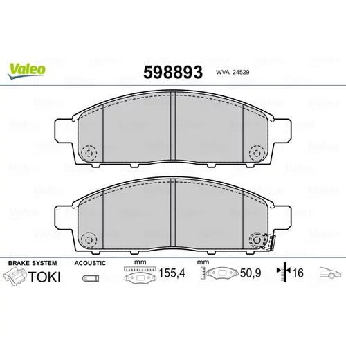 Sada brzdových platničiek kotúčovej brzdy VALEO 598893