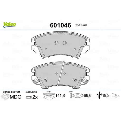 Sada brzdových platničiek kotúčovej brzdy VALEO 601046