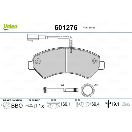 Sada brzdových platničiek kotúčovej brzdy VALEO 601276