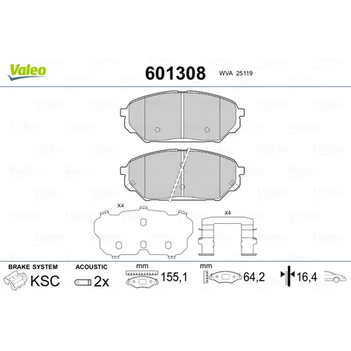 Sada brzdových platničiek kotúčovej brzdy VALEO 601308