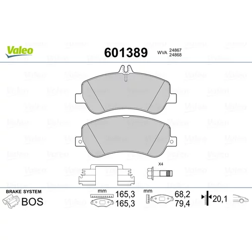 Sada brzdových platničiek kotúčovej brzdy VALEO 601389