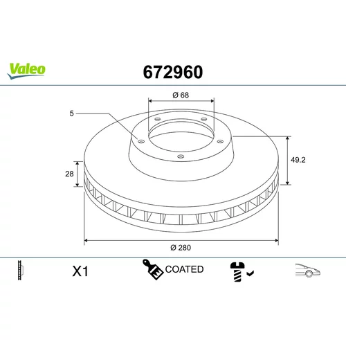 Brzdový kotúč VALEO 672960