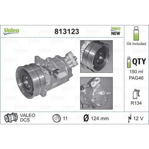 Kompresor klimatizácie VALEO 813123 - obr. 1