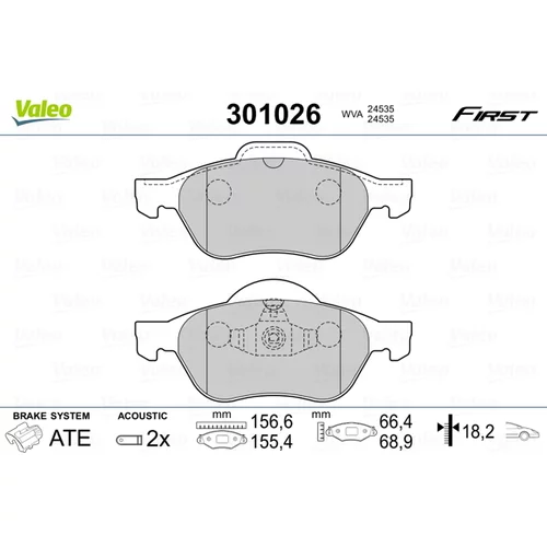 Sada brzdových platničiek kotúčovej brzdy 301026 /VALEO/