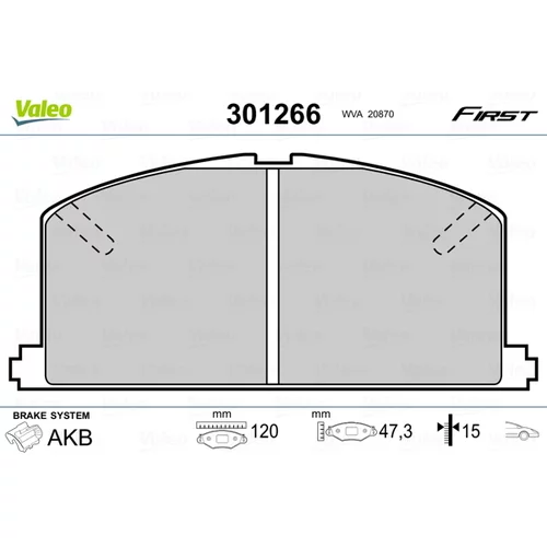 Sada brzdových platničiek kotúčovej brzdy VALEO 301266