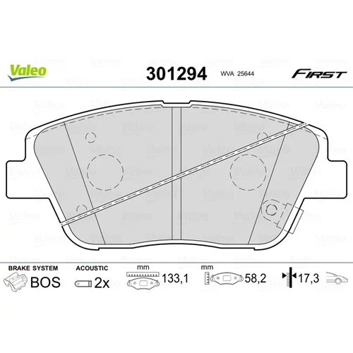 Sada brzdových platničiek kotúčovej brzdy VALEO 301294