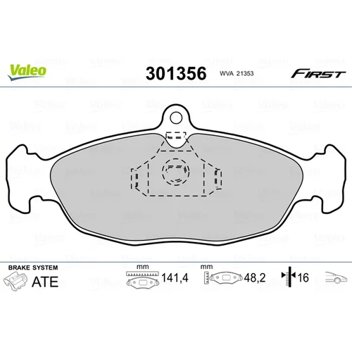 Sada brzdových platničiek kotúčovej brzdy VALEO 301356