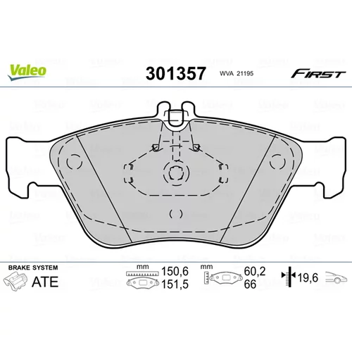 Sada brzdových platničiek kotúčovej brzdy VALEO 301357