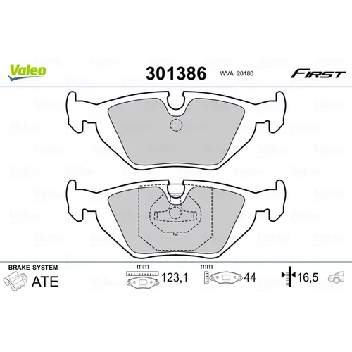 Sada brzdových platničiek kotúčovej brzdy VALEO 301386