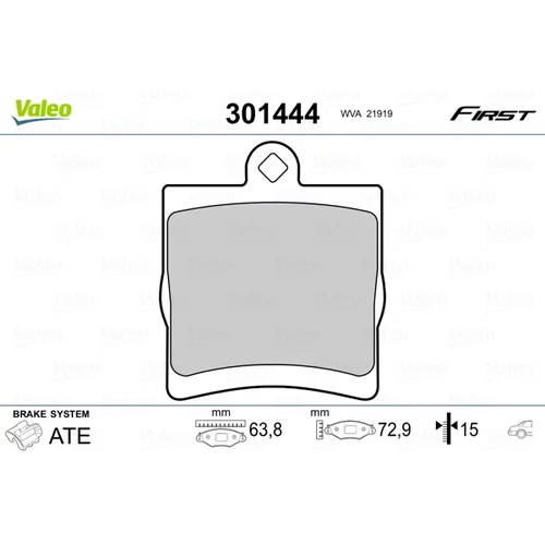 Sada brzdových platničiek kotúčovej brzdy VALEO 301444