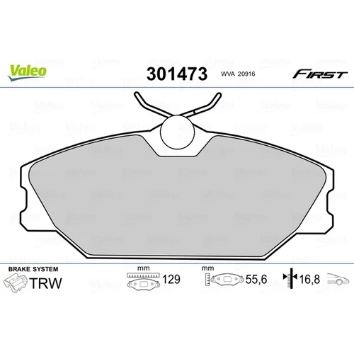 Sada brzdových platničiek kotúčovej brzdy VALEO 301473