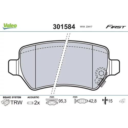 Sada brzdových platničiek kotúčovej brzdy VALEO 301584