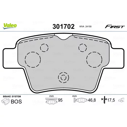 Sada brzdových platničiek kotúčovej brzdy VALEO 301702