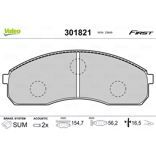 Sada brzdových platničiek kotúčovej brzdy VALEO 301821