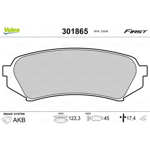 Sada brzdových platničiek kotúčovej brzdy VALEO 301865