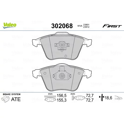 Sada brzdových platničiek kotúčovej brzdy VALEO 302068