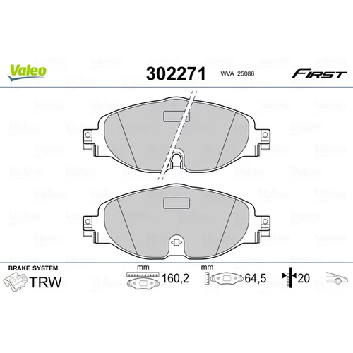 Sada brzdových platničiek kotúčovej brzdy VALEO 302271