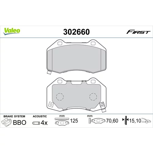 Sada brzdových platničiek kotúčovej brzdy 302660 /VALEO/