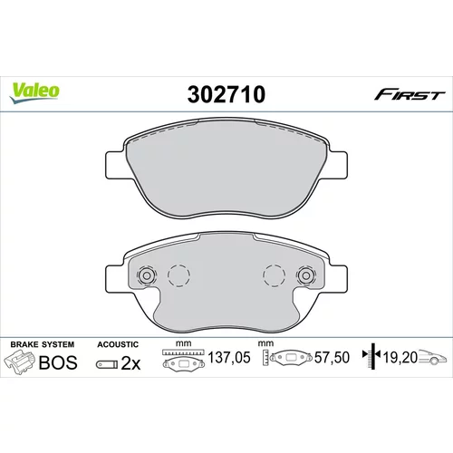 Sada brzdových platničiek kotúčovej brzdy VALEO 302710