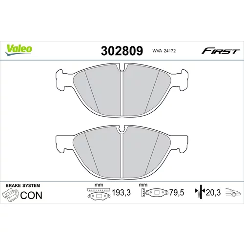 Sada brzdových platničiek kotúčovej brzdy VALEO 302809