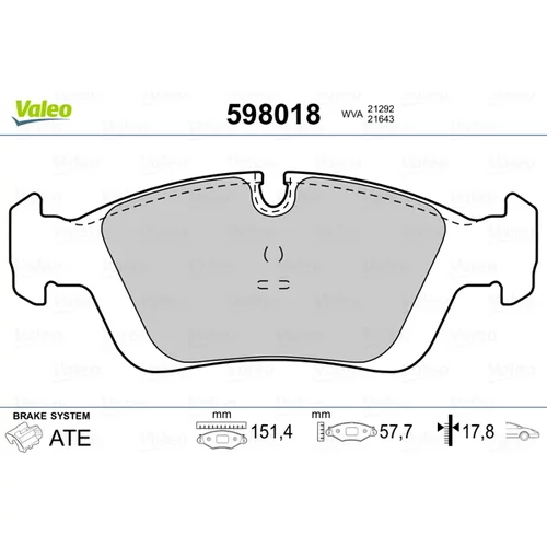 Sada brzdových platničiek kotúčovej brzdy VALEO 598018