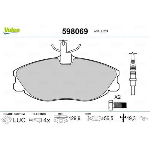 Sada brzdových platničiek kotúčovej brzdy VALEO 598069