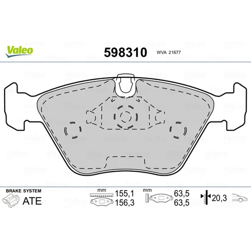 Sada brzdových platničiek kotúčovej brzdy 598310 /VALEO/