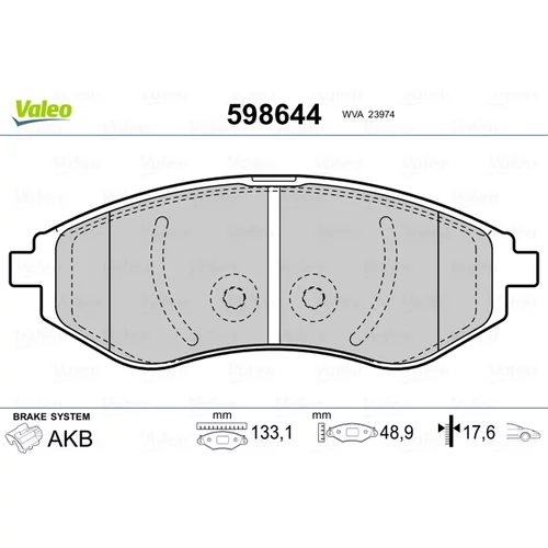 Sada brzdových platničiek kotúčovej brzdy VALEO 598644