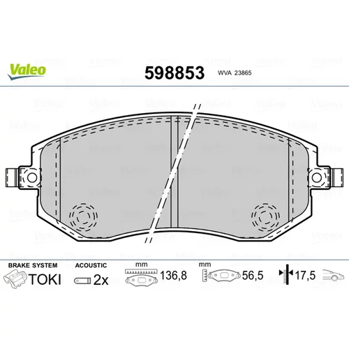 Sada brzdových platničiek kotúčovej brzdy VALEO 598853