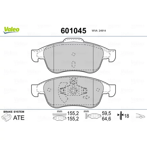 Sada brzdových platničiek kotúčovej brzdy 601045 /VALEO/