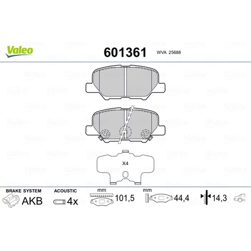 Sada brzdových platničiek kotúčovej brzdy VALEO 601361