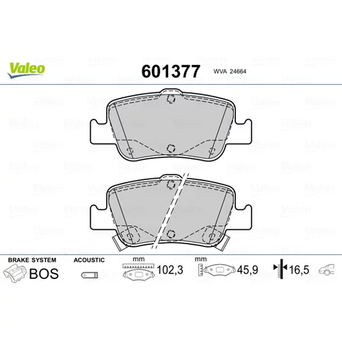 Sada brzdových platničiek kotúčovej brzdy VALEO 601377