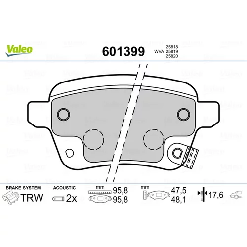 Sada brzdových platničiek kotúčovej brzdy VALEO 601399