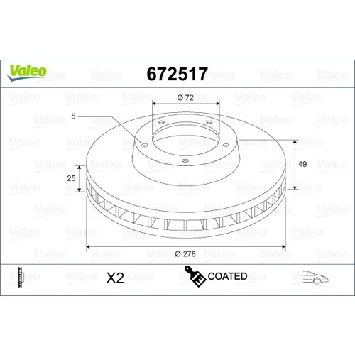 Brzdový kotúč VALEO 672517