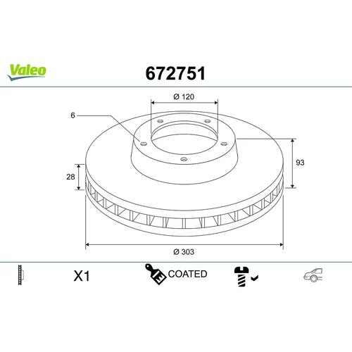 Brzdový kotúč VALEO 672751