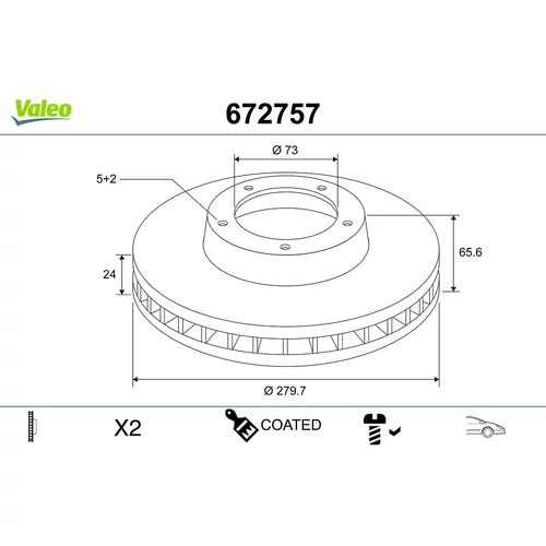 Brzdový kotúč VALEO 672757