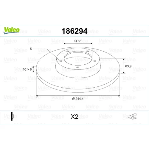 Brzdový kotúč VALEO 186294